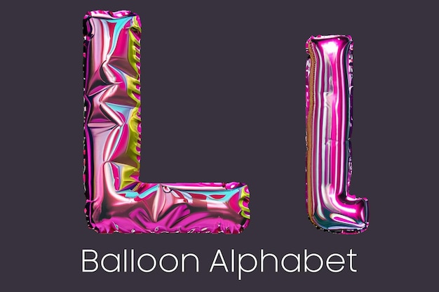 3d cooper inflatable balloons letters L PSD Transparent
