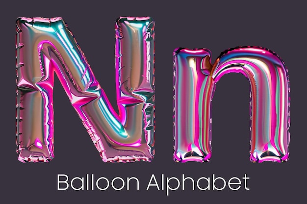 PSD 3d cooper opblaasbare ballonnen letters n psd transparant