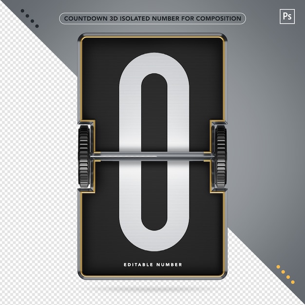 3d countdown number isolated for composition