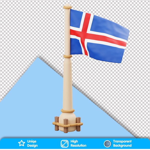 PSD 3d country flag iceland flag