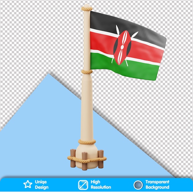 PSD bandiera del paese 3d bandiera del kenya