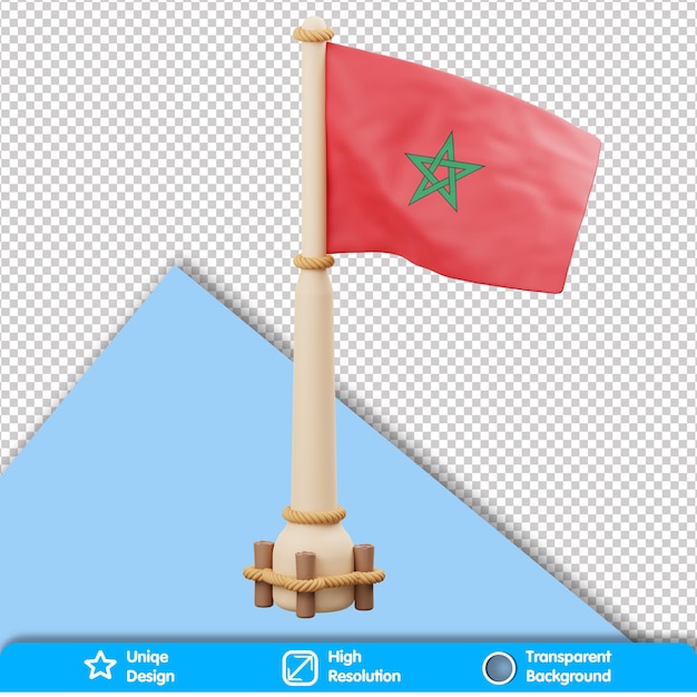 PSD bandiera del paese 3d bandiera del marocco