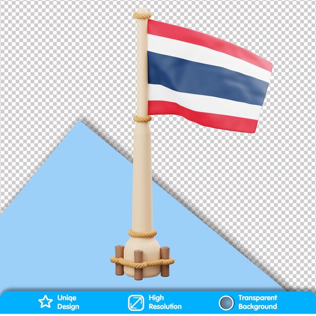 PSD bandiera del paese 3d bandiera della thailandia