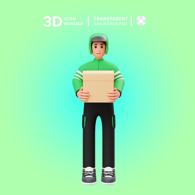 PSD 3d courier gives box illustration