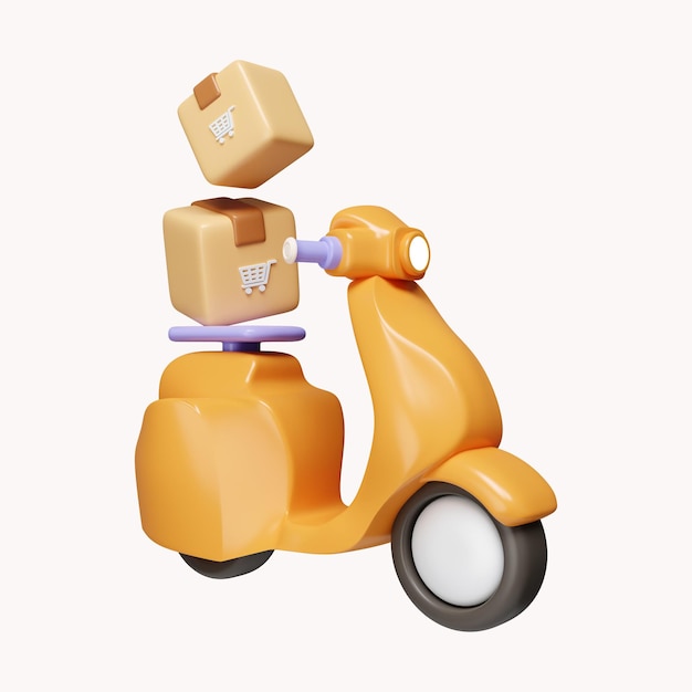 3d Courier service Delivery Scooter express delivery service icon isolated on white background 3d rendering illustration Clipping path