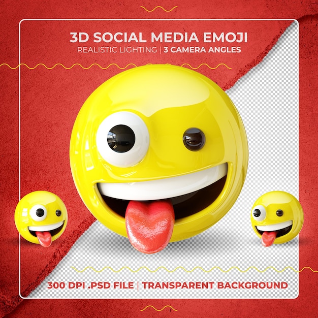 3d crazy smiling emoji isolated