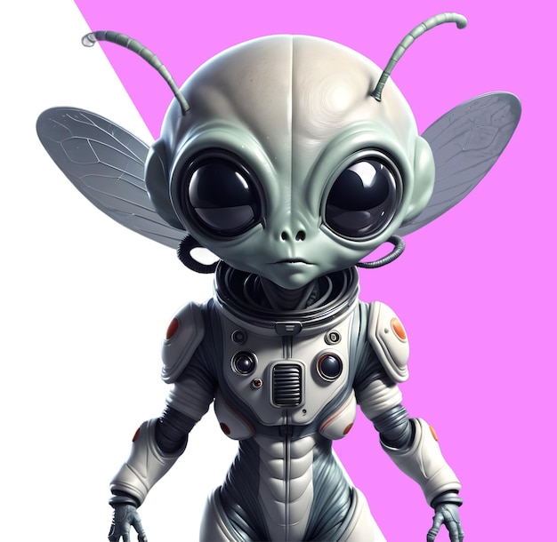 PSD 3d creature from another planet with a space suit