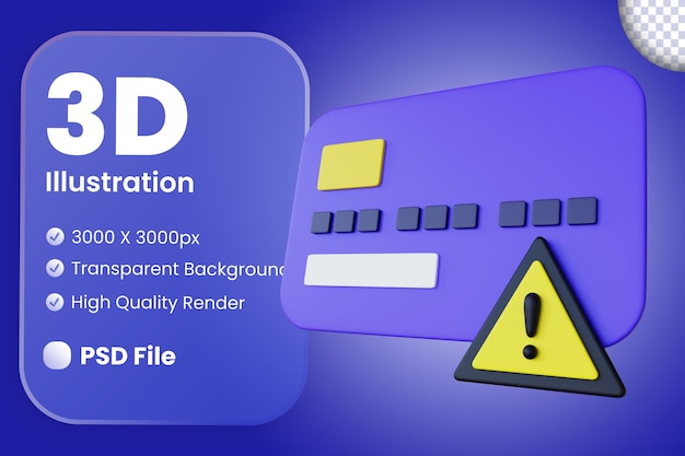 PSD 3d credit card error illustration side view