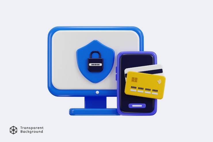 PSD 3d credit card money financial security for online shopping and online payment on payment protection