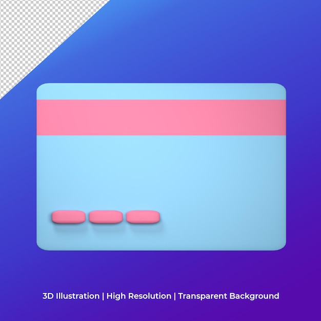 블루와 핑크 색상의 3d 신용 카드