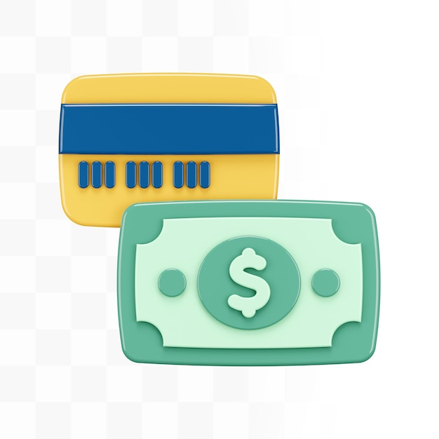 3D credit card with money