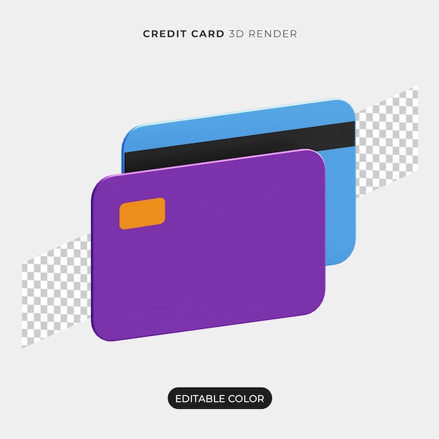 3D-creditcard 3D-rendering geïsoleerd