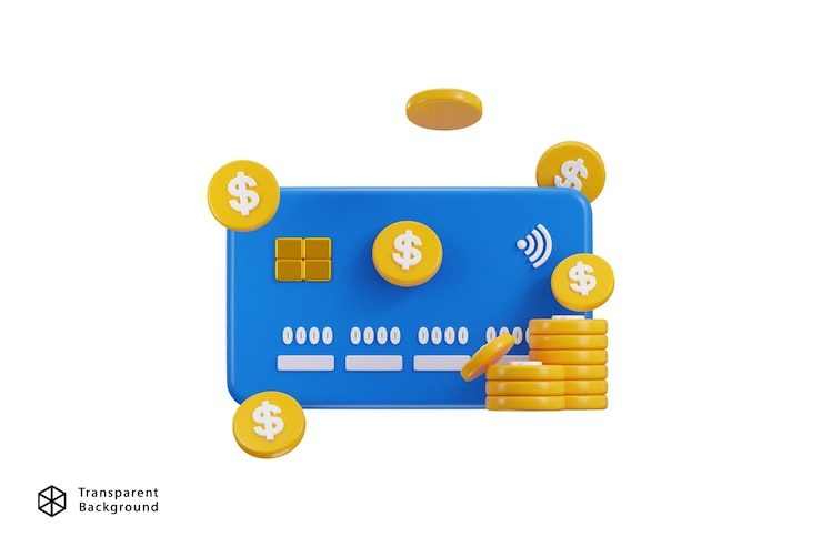 PSD 3d creditcard icoon met gouden munt icoon concept van verzenden betaling voor online winkelen online betaling
