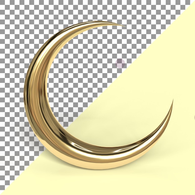 3d Crescent Rendering, Hight quality gold 3d Illustration for the Islamic design concept.