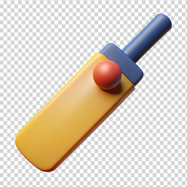 PSD 3d cricket bat isolated on transparent background