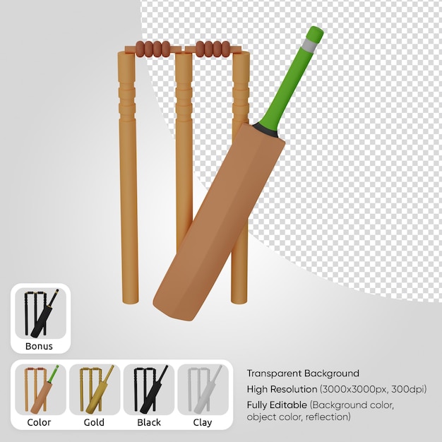 PSD 3d mazza da cricket