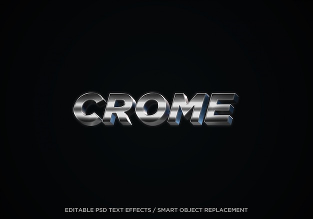 3d crome editable text effect