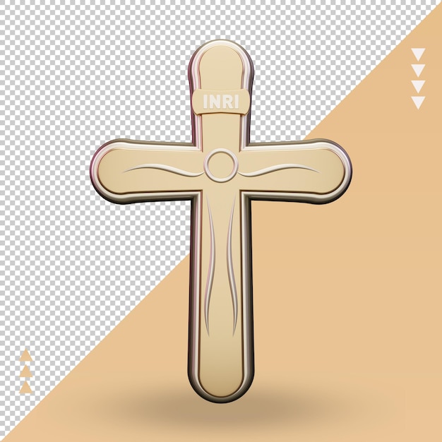 PSD 3d croce cristiana icona di pasqua rendering vista frontale