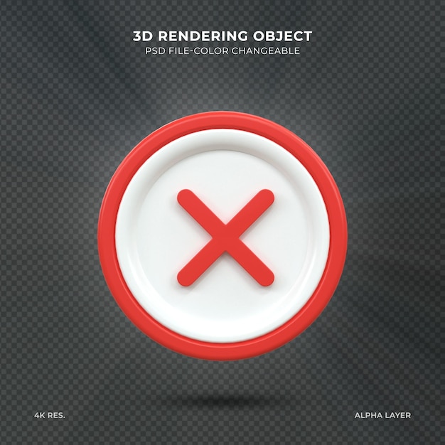 3d cross sign ui icon 3d rendering checkmark sign icon