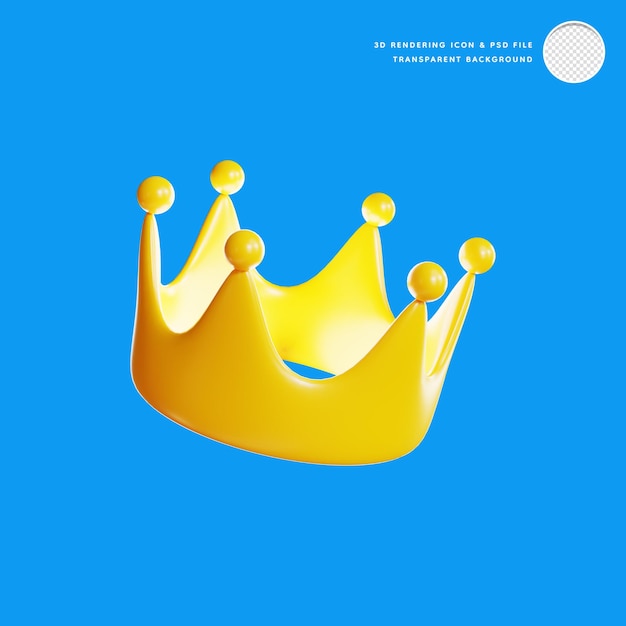 3d crown icon 3d rendering