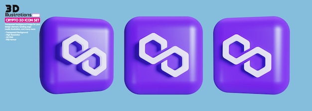 PSD 3d crypto, 3d icon polygon and logo png