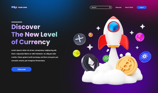 3D Crypto -digitaalivaluuttakolikkoikoni ja -kuvitus digitaalisen markkinoinnin verkkokuvitukseen