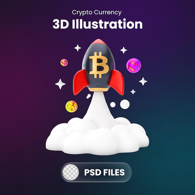 PSD icona e illustrazione della moneta in valuta digitale 3d crypto per l'illustrazione web di marketing digitale