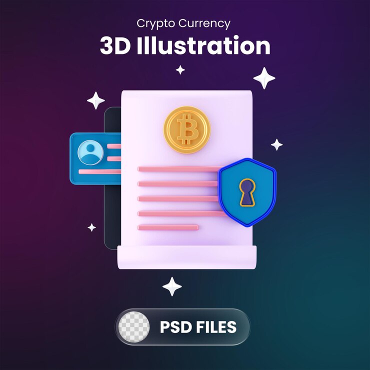 PSD 3d crypto digital currency coin icon and illustration for digital marketing web illustrattion