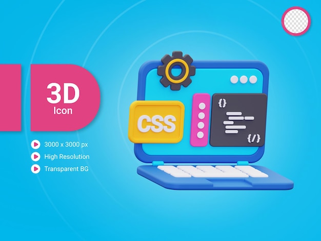 PSD 3d css coding icon