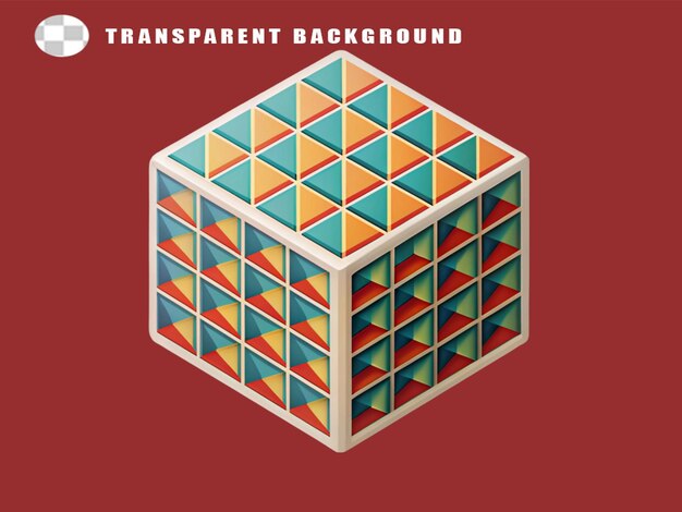 3d cube geometric png sticker retro square shape on transparent background