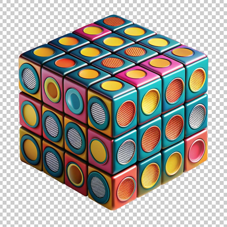 PSD 3d cube geometric sticker retro square shape