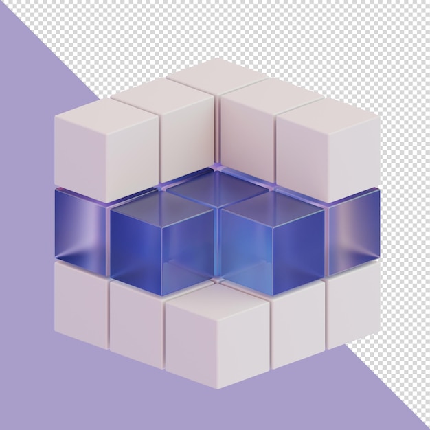 3d cube glass element for post or landing page