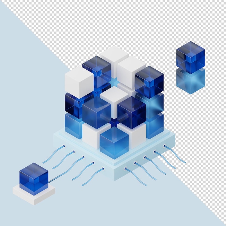 PSD 3d cube glass element for post or landing page