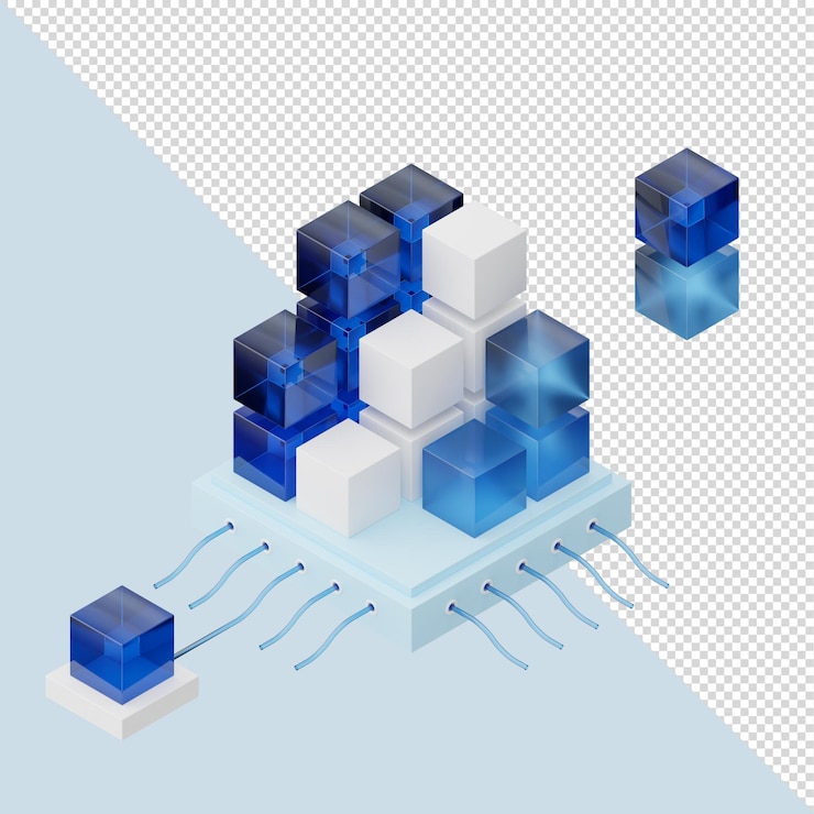 PSD 3d cube glass element for post or landing page