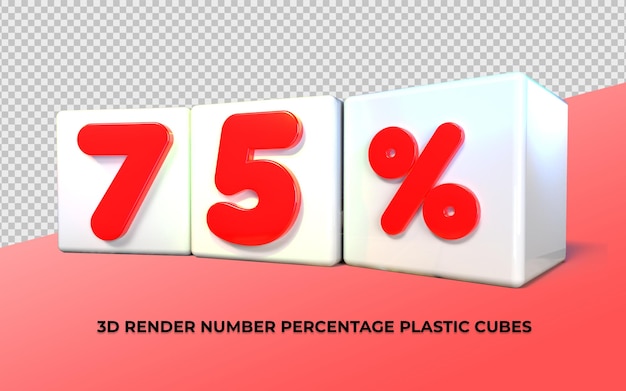 3d 큐브 플라스틱 번호 75% 붉은 색 판매