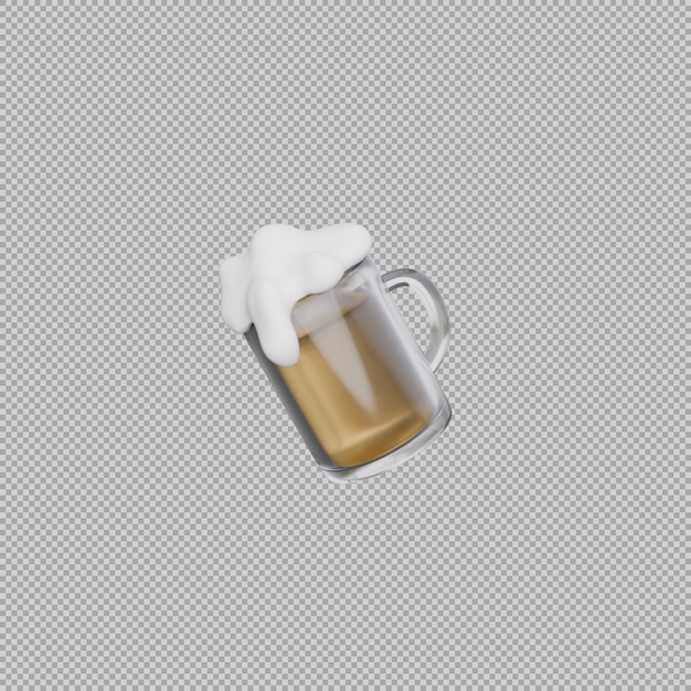 3d cup of beer with foam