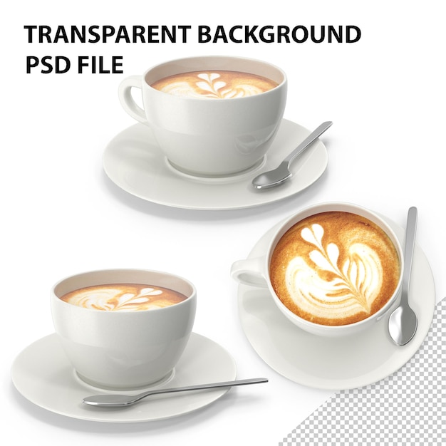 3D 컵 오브 라테 PNG