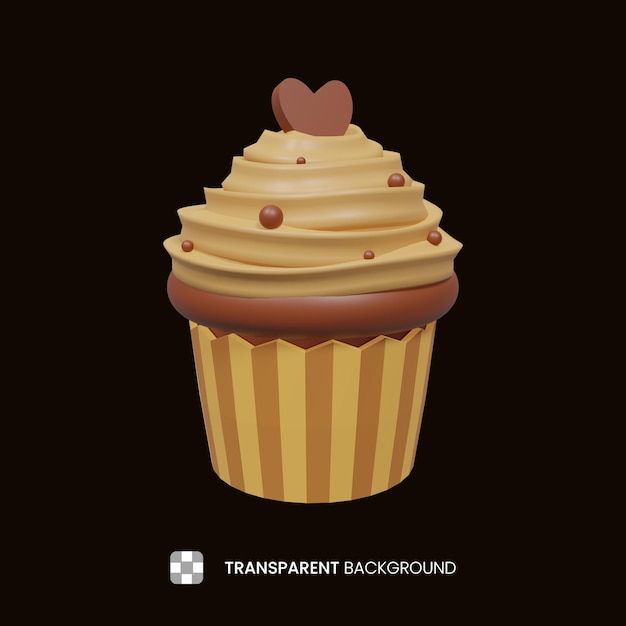 PSD illustrazione di cupcake 3d