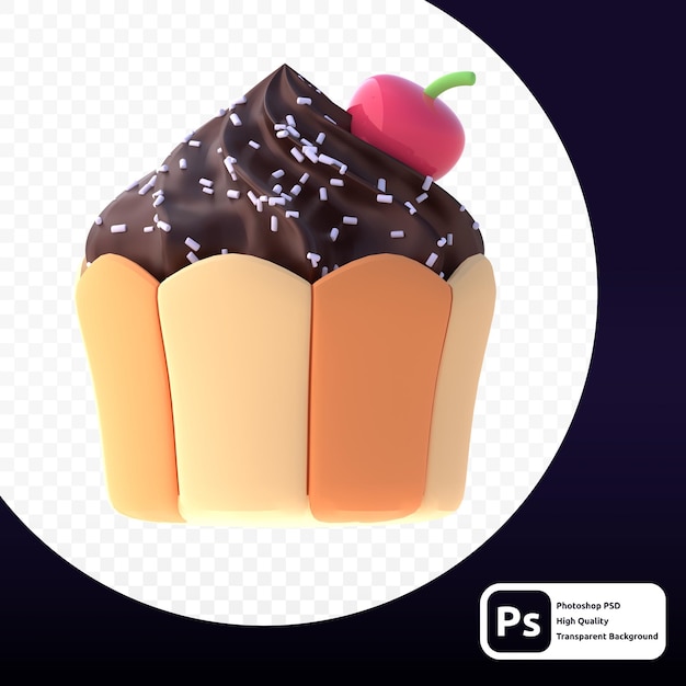 PSD illustrazione di cupcake 3d