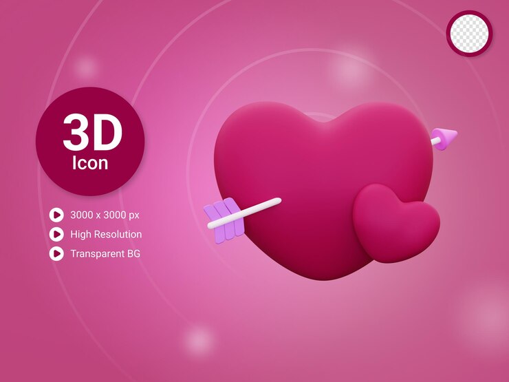 PSD 3d 큐피드 심장 아이콘