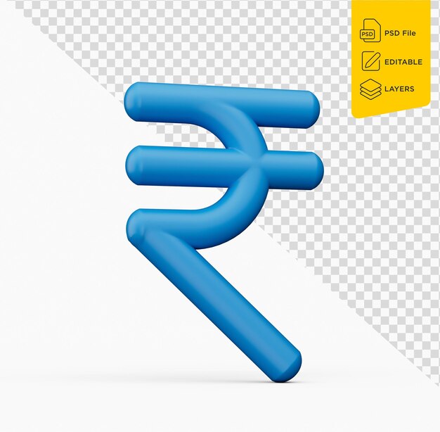 3d currency icon symbols sign indian rupee inr on white background 3d illustration