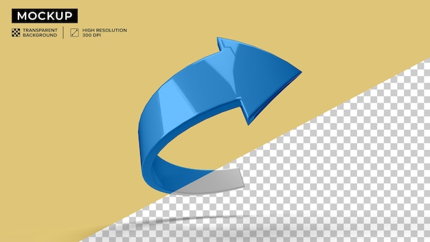 3D curved arrow symbol mockup bottom view