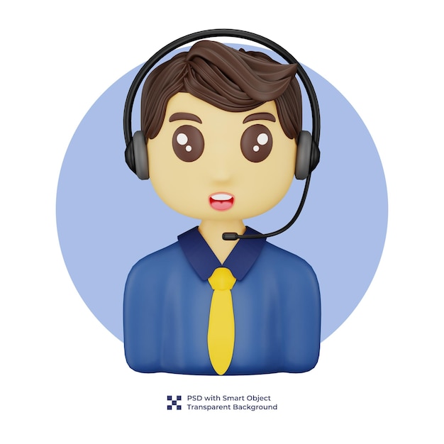 PSD 3d customer service with earphone