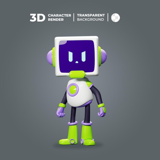 PSD 3d cute angry robot