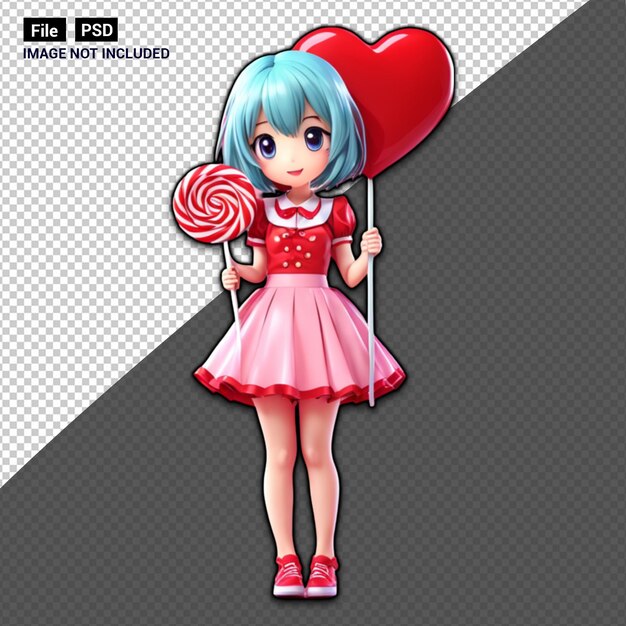 3d cute anime heart