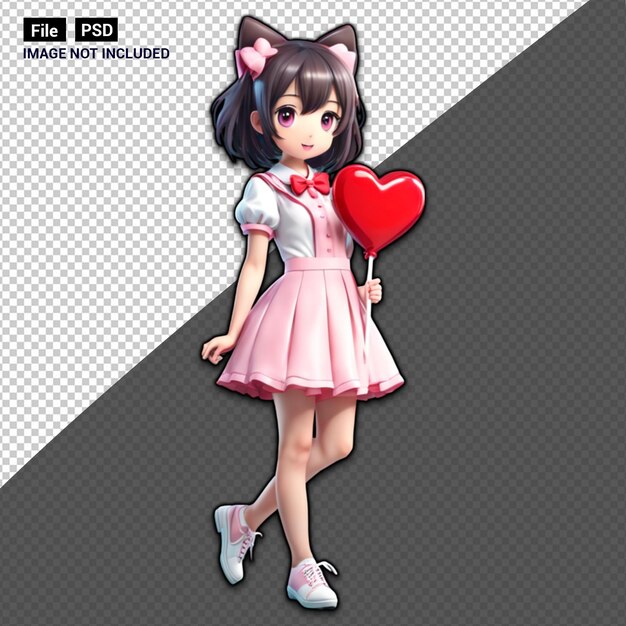 3d cute anime heart