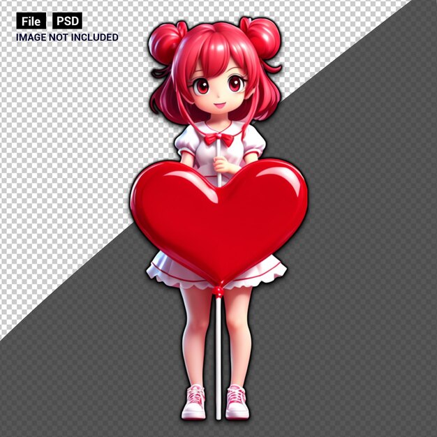 PSD 3d cute anime heart