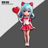 PSD 3d cute anime heart