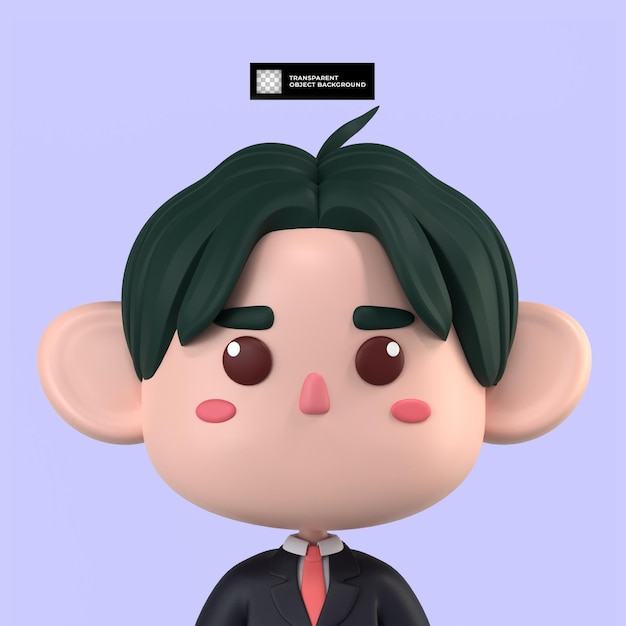 3d cute avatar businessman cartoon character isolated