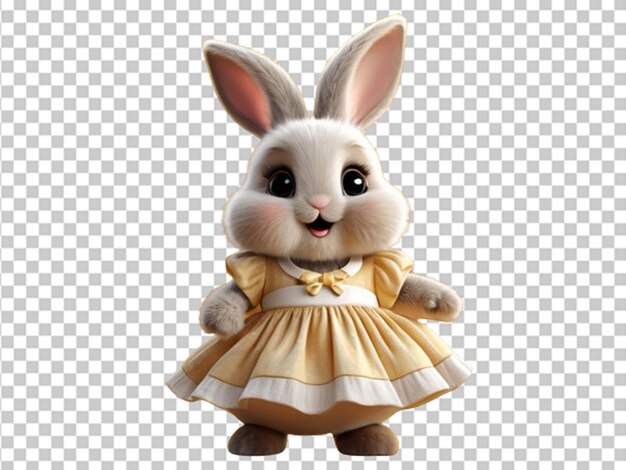 PSD 3d cute baby bunny wearing frock